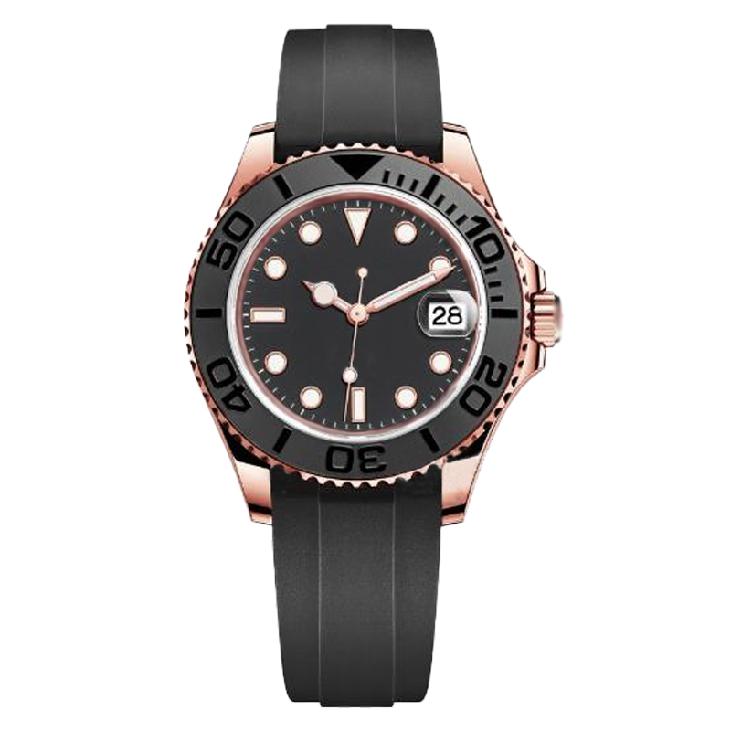 Automatic men's watch 40MM rubber strap stainless steel gold/black dial master watch sapphire RLX classic folding strap night light waterproof watches montre de luxe