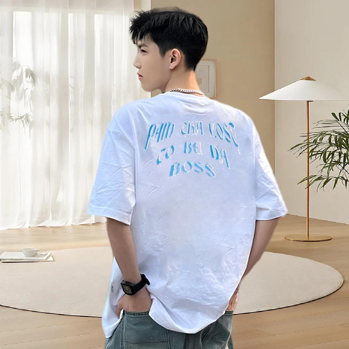 Brand Men Clothes T-Shirt 180g Cotton Casual Daily Wear T-Shirts for Men Custom Cartoon 2024 New Tee Shirt