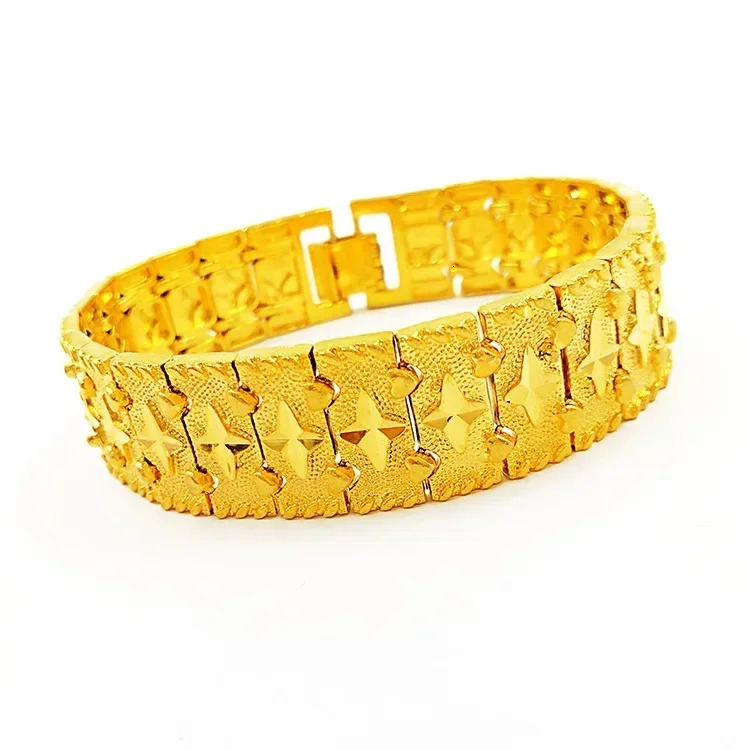 24K real Gold Mens Bracelet Star Real 9999 Steel Seal y240520