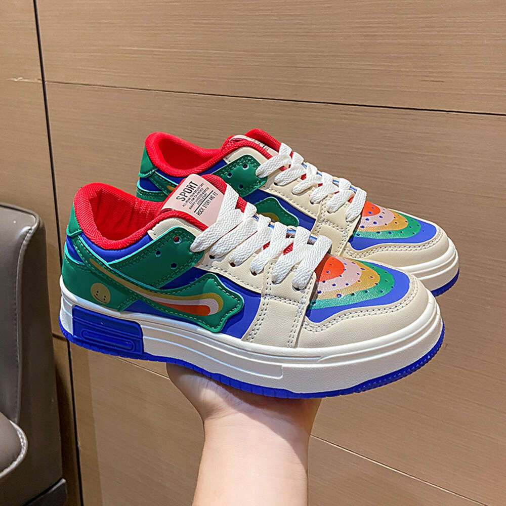 2024 New Women's Patchwork Skateboard Shoes Low Top Lace Up Sneakers Non Slip Breathable Walking Comfrotable Tennis ddmythur