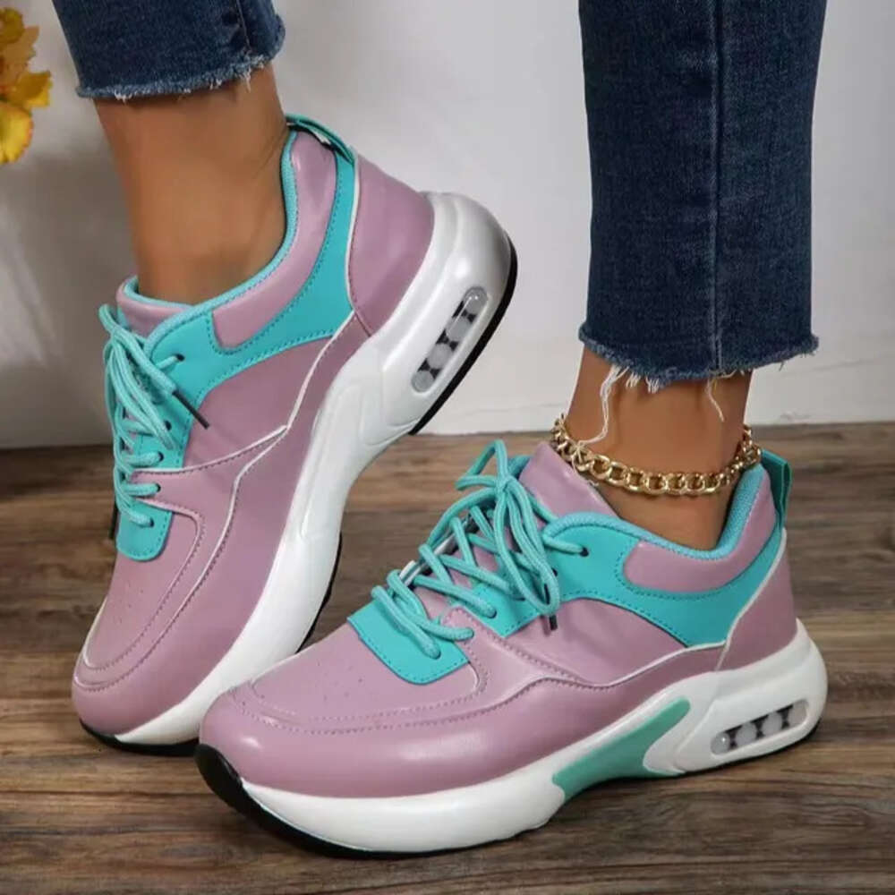 Ddmysports Breathable Lace Up Sneakers Women S Vulcanized Sports Running Shoes Blocking Platform Loafers OUTDOOR