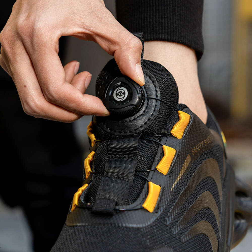 New Style Rotary Button Men's Safety Work Breathable Puncture Proof Outdoor Boots Non-slip Platform Shoes For Men