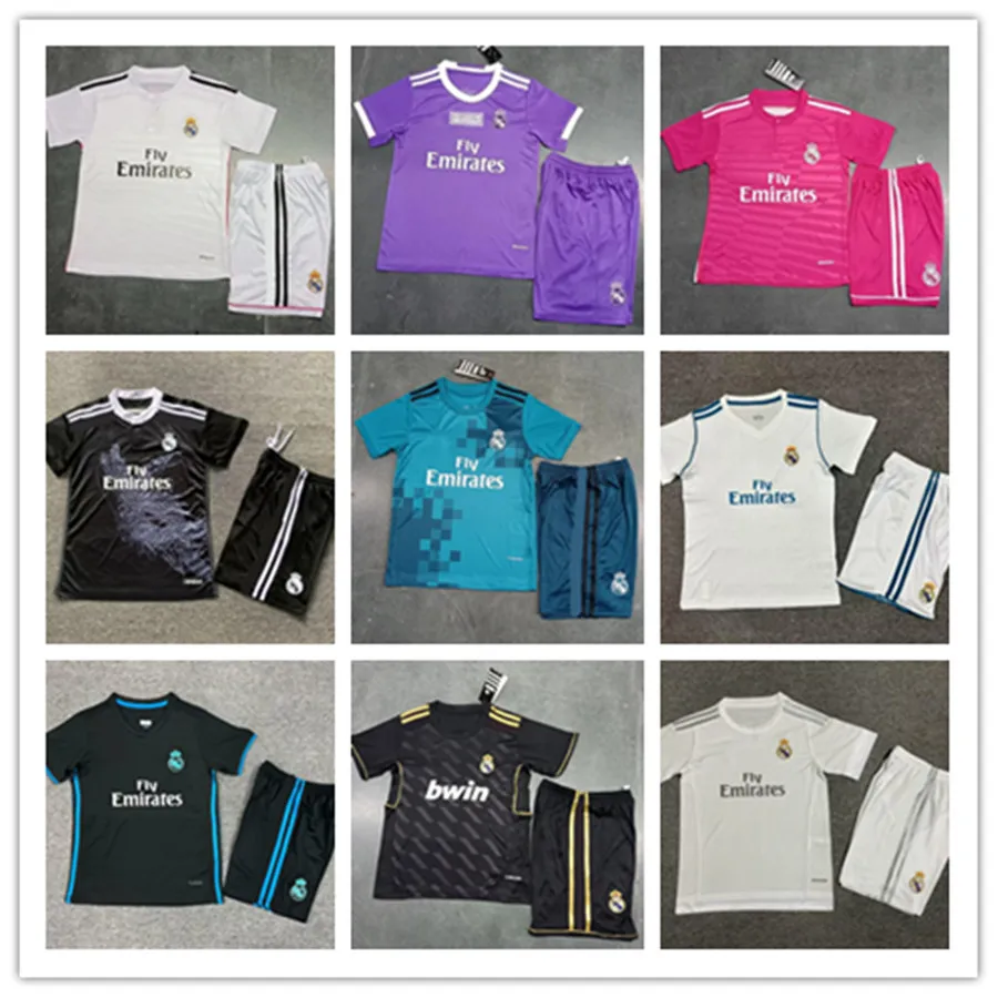 Kids 2011 2012 2013 2014 Soccer Jerseys kits KAKA SERGIO RAMOS BALE MODRIC RONALDO BENZEMA alonso 11 12 13 14 15 16 17 Football kits