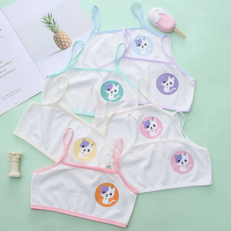 Camisole Camisole 4 pieces of girl bras underwear cotton bras rainbow design youth girl training bras breathable youth girl tops crops WX5.31