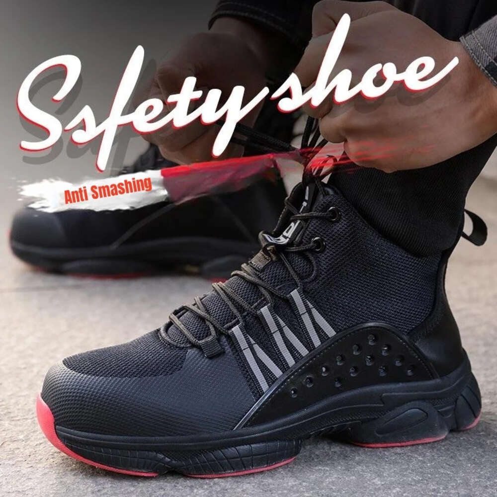 Steel Toe Boots Men For Work Indestructible Black Safety Non Slip Cap Anti-Smash Outdoor Security Shoes