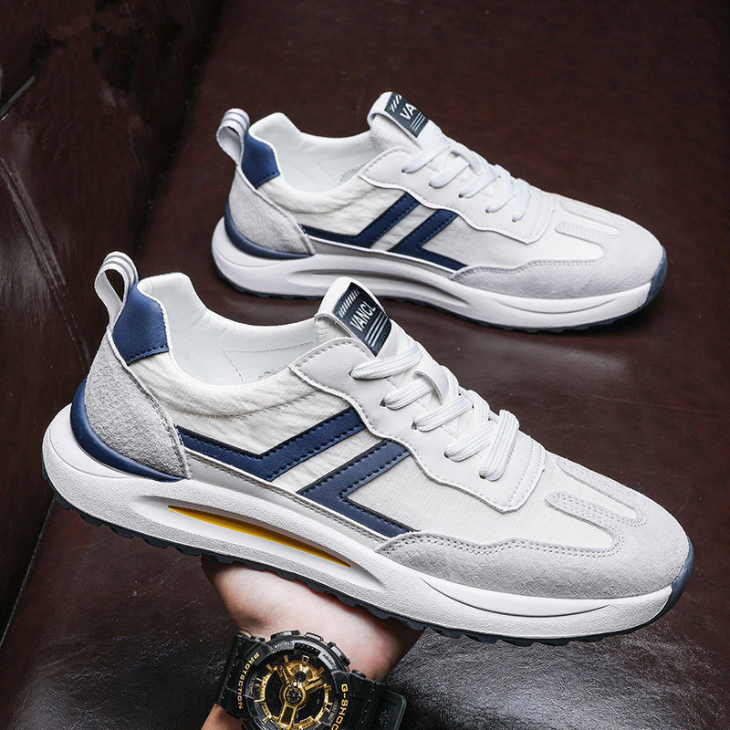 Men Shoes White Fashion Lace Up Style Retro Breathable Soft Sole Casual Shoes Comfortable Outdoor Running Sports Shoes