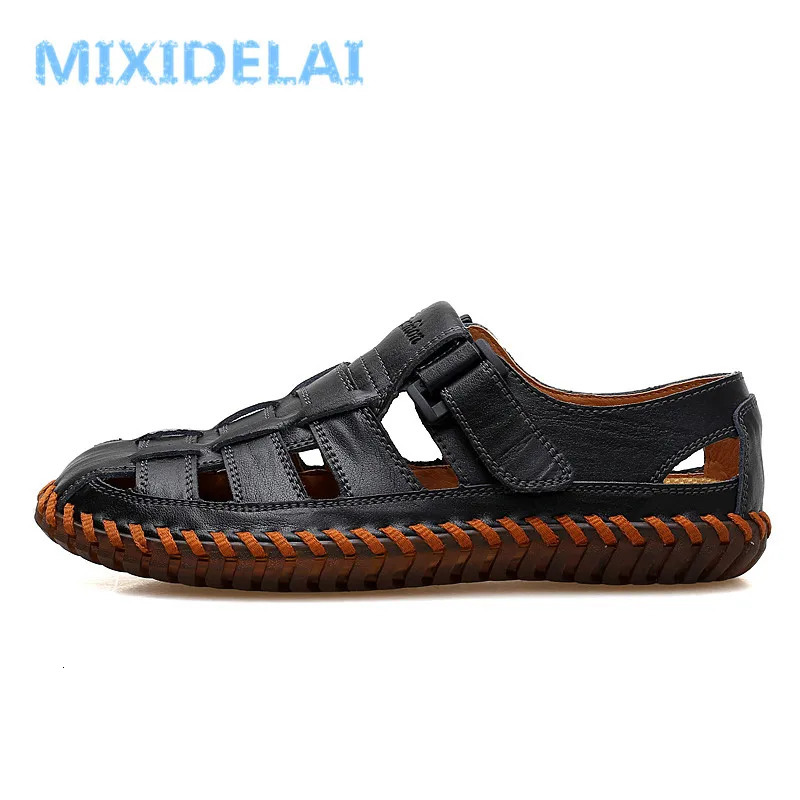 MIXIDELAI Summer Mens Sandals 2024 Casual Beach Mens Shoes High Quality Genuine Leather Sandals Mens Sandals Large Sizes 39-47 240605