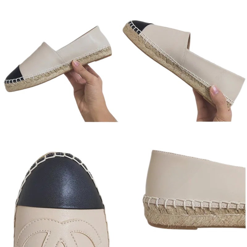 Fashion Designers Casual Women Flat Shoes Espadrilles Genuine Leather Ladies Beach Half Slippers Woman Loafers Luxe Cap Toe Fisherman Canvas Shoe