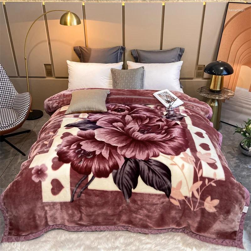Blankets Winter Double Layers Thick Raschel Blanket Soft Warm Heavy Fluffy Throw 150x200cm Thicken Fleece Quilts Bed