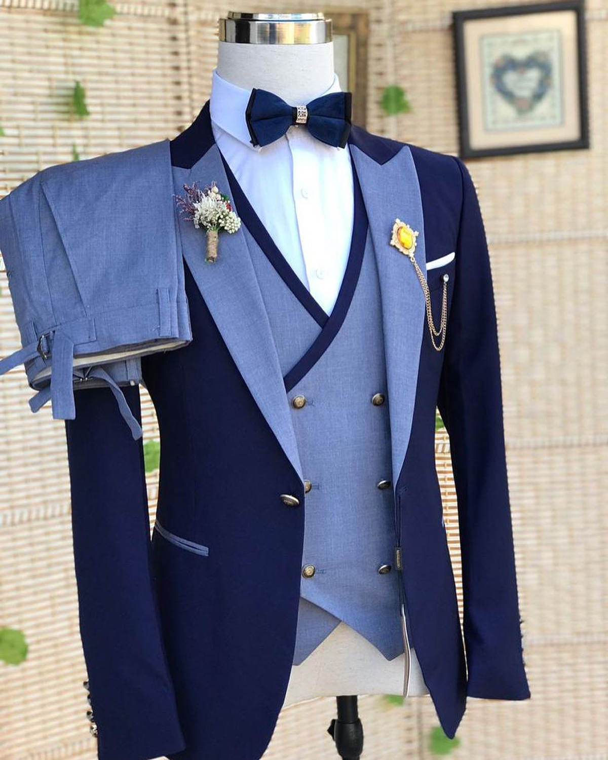 Elegant Men's Wedding Crystal Notched Lapel One Button Blazer Single Breasted 2 Pieces Set Groom Prom Party Birthday Custome Size