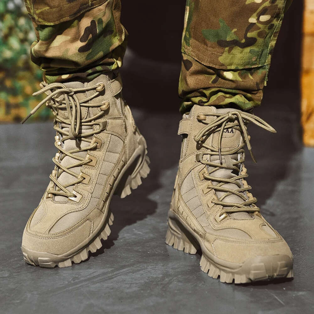 New Military Man Tactical Anti-Slip Ankle Army Men with Side Zipper Big Size Work Safety Shoes Motocycle Boots 8d62e