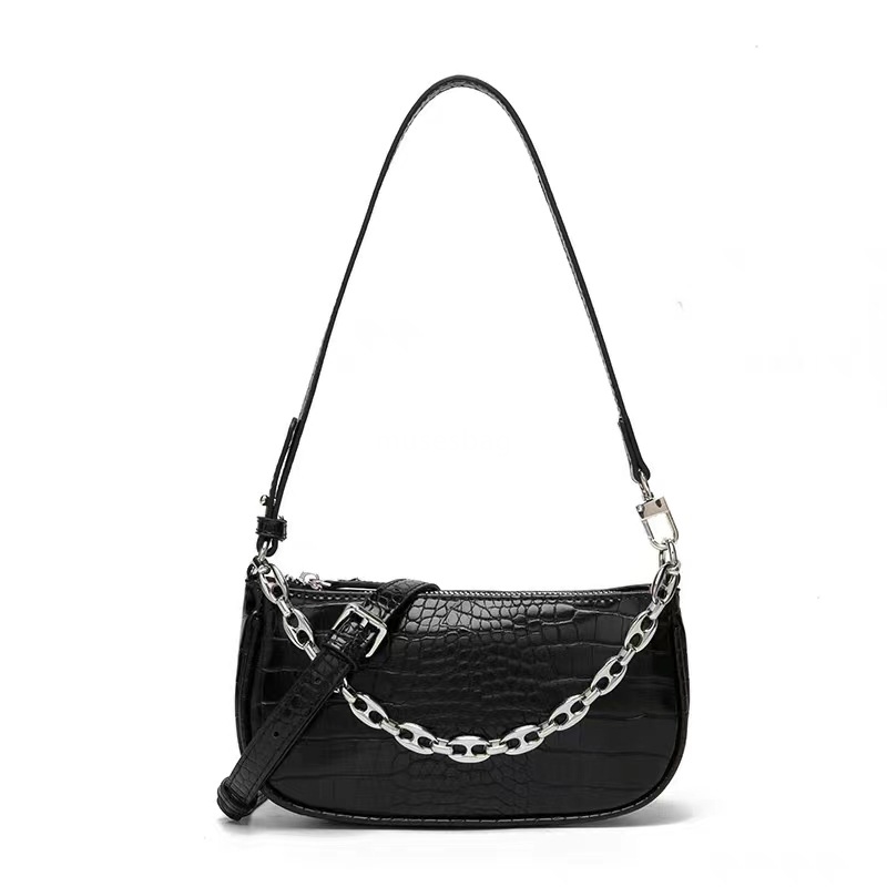 New Fashion Underarm Law Stick Chain Shoulder Bag Handheld Crocodile Pattern Small Crossbody Bag Versatile Commuting Shoulder Bag