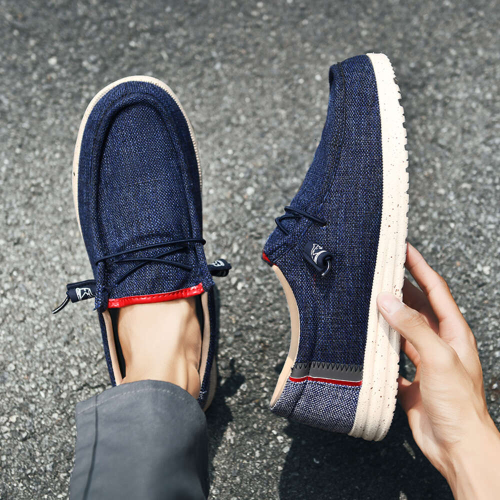 Men S Summer Canvas Shoes Breathable Comfortable Outdoor Slip On Walking Sneakers Classic Loafers Ddmysaturn