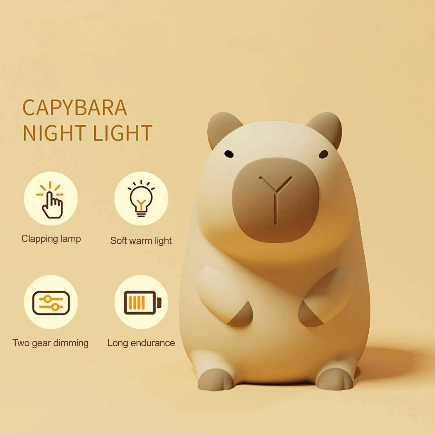 Night Lights Capybara Silicone Night Light Cute Panda Rechargeable Adjustable Brightness Timing Rechargeable Sleep Nightlights For Kids Room