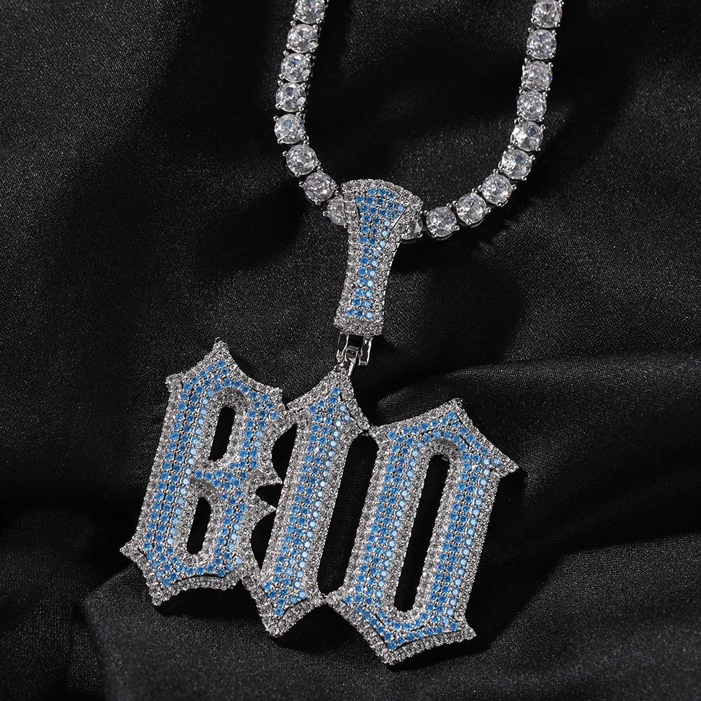 Hip Hop DIY Custom A-Z 0-9 Burr Letters Pendant Necklaces Real Gold Plated Jewelry