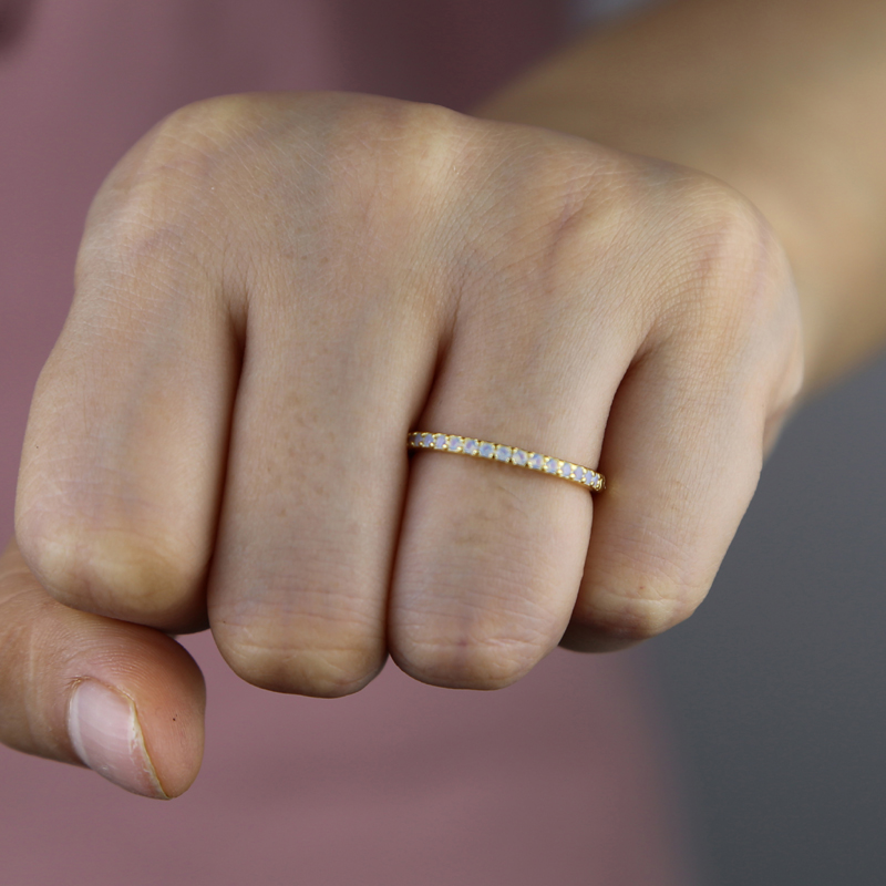 Thin Sterg Sier Eternity Band: Stackable Wedding Ring for Women