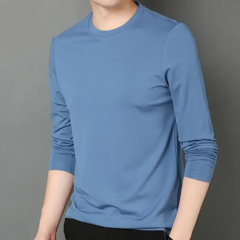 Mens Clothing Green Top Smooth T Shirt for Man Unicolor Big Size Plain V Neck Ice Silk Oversize Harajuku Fashion A Original 240530