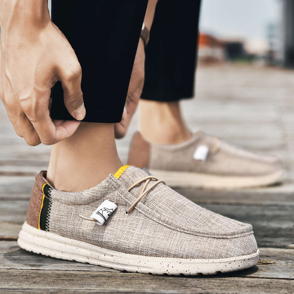 Men S Summer Canvas Shoes Breathable Comfortable Outdoor Slip On Walking Sneakers Classic Loafers Ddmysaturn