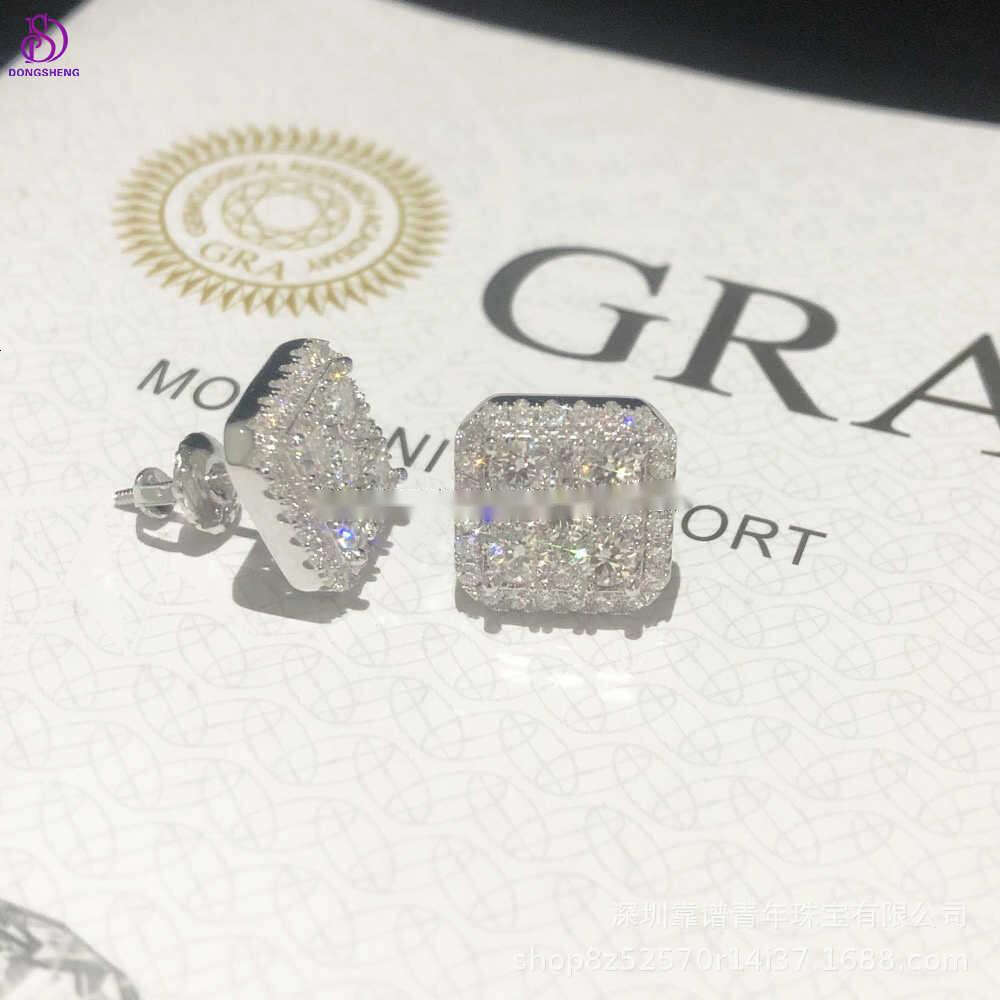 Custom Fashion Finey Jewelry Sterg Sier Earrings Ice Out Vvs Moissanite Dia Earring for Woman