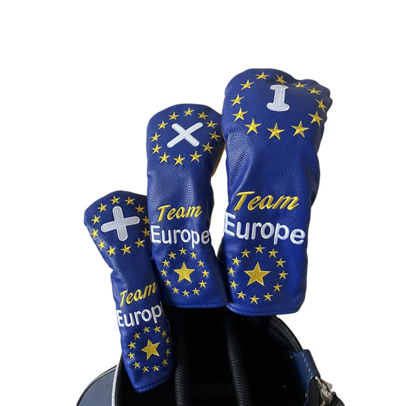 Golf Driver Headcover Fairway Wood Hybrid Head Cover 1 3 5 Golf Woods Covers Europe Team For Golf Woods Set 240603