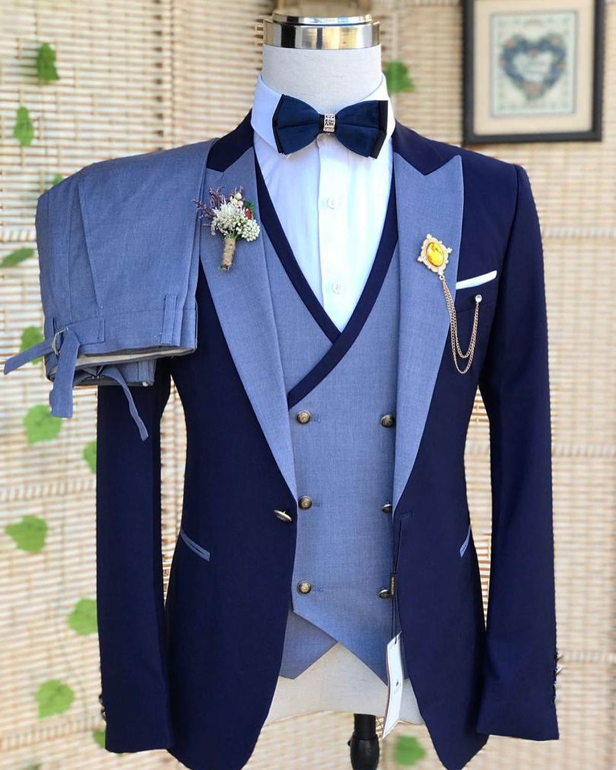 Elegant Men's Wedding Crystal Notched Lapel One Button Blazer Single Breasted 2 Pieces Set Groom Prom Party Birthday Custome Size