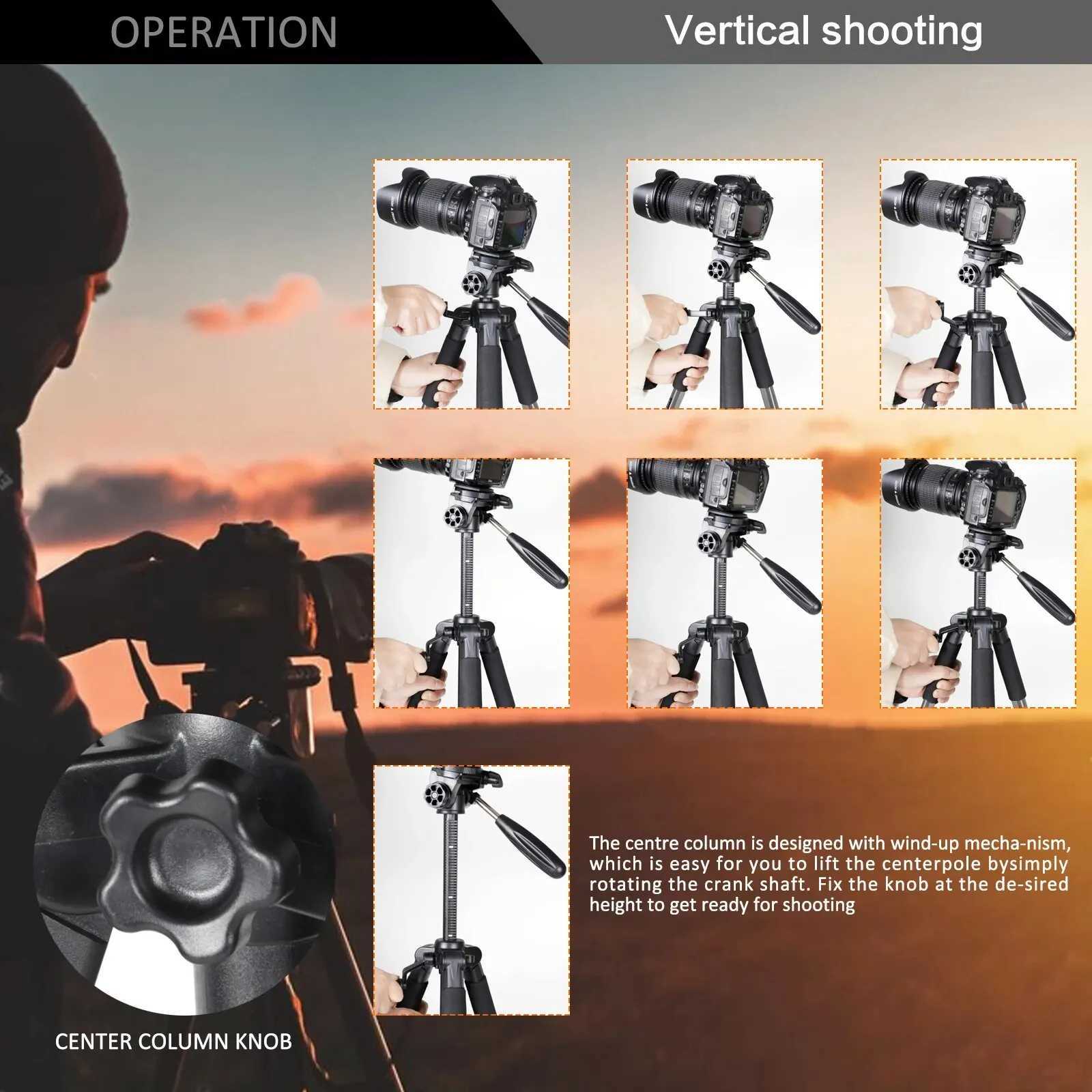 Tripods ZOMEI Q111 Professional Portable Tripod For Camera With 360 Panorama Ball Head Tripod For DSLR Stable And Cell Phone Tripod 246052