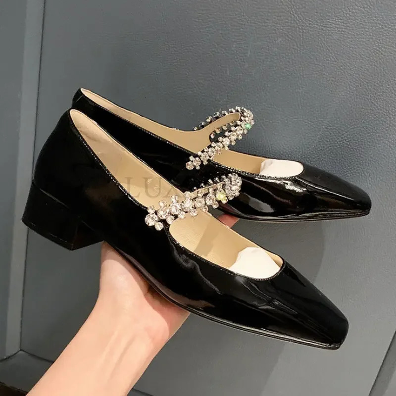 Summer Candy Color Womens Square Toe Ballet Shoes Buckle Comfortable Ballerinas Low Heel Shoes Mary Jane Elegance Woman Shoes 240605