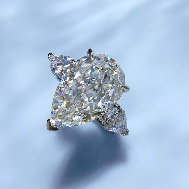 Choucong Pure 100% 925 Sterling Silver Moissanite Diamond Party Luxury Jewelry Water Drop 5CT Gemstones Party Women Eternity Engagement Band Ring Gift