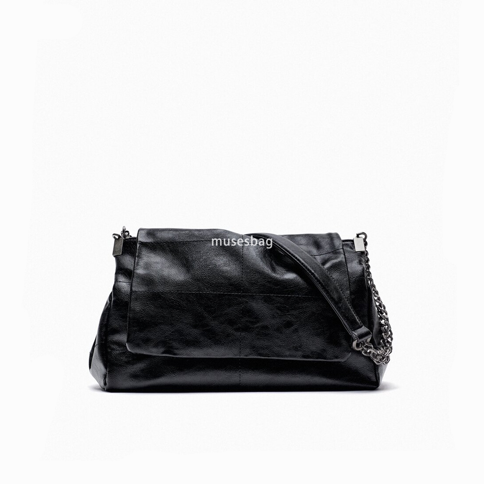 New Wandering Black Rock Style Soft Leather Versatile Chain Single Shoulder Underarm Handbag Advanced Commuter Bag e745 4