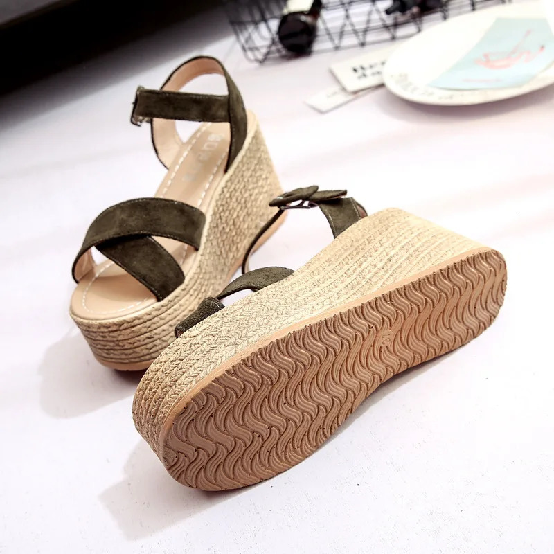 2024 Summer Black Platform Sandals Set Womens Beige Clogs Wedge Muffin Shoes Laces High Heels Womens Espadrilles Nude Flat 240605