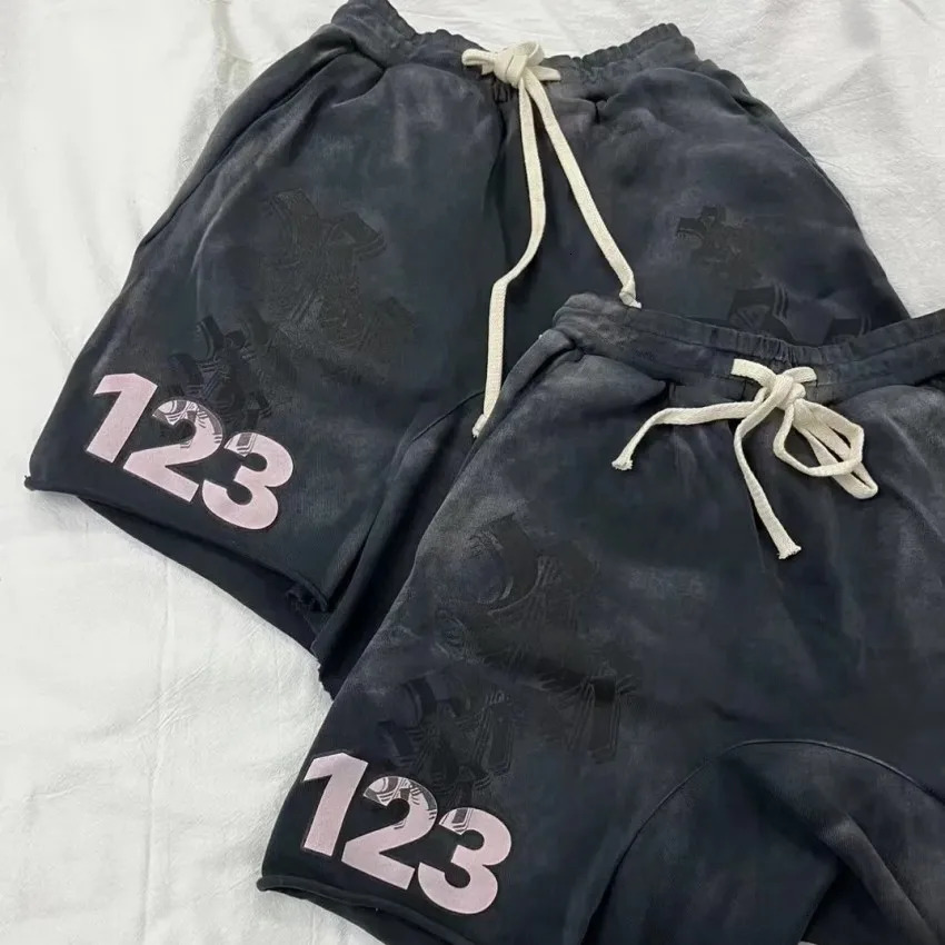 24SS Summer Vintage Patchwork RRR123 Print Shorts Men Women Quality Sanskrit Washed RRR-123 Drawstring Cotton Shorts 240603