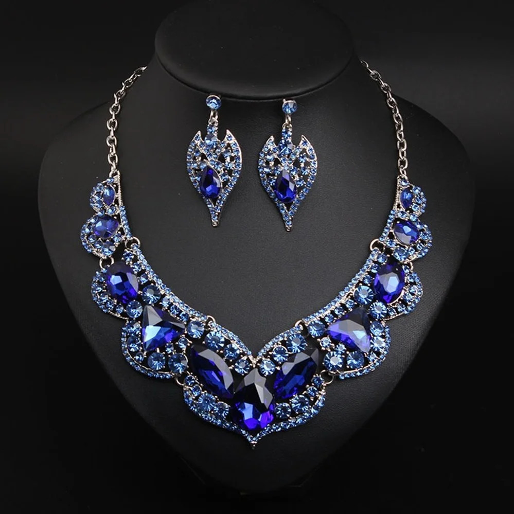 Exaggerated Ruby Clavicle Necklace and Earring for Women Set Fashion Bridal Wedding Jewelry Gemstone Fashion Accessories 240531