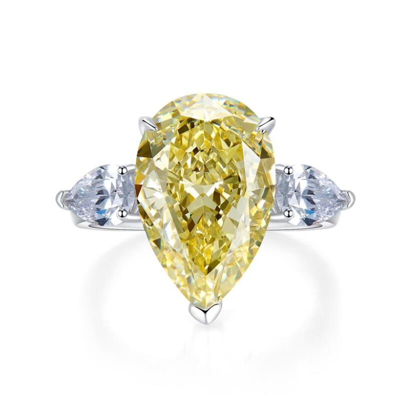 Choucong Pure 100% 925 Sterling Silver Moissanite Diamond Party Luxury Jewelry Water Drop 5CT Gemstones Party Women Eternity Engagement Band Ring Gift