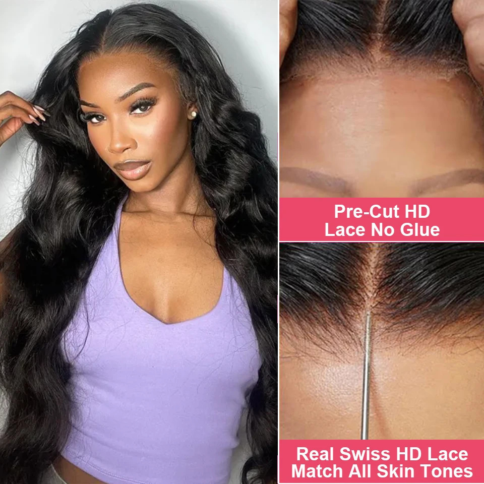 Glueless Wig Human Hair Ready To Wear And Go Preplucked Wigs Brazilian Body Wave 13x6 HD Lace Frontal Human Hair Wig PreCut 200% 240603