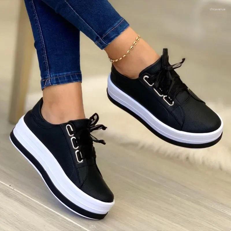 Casual Shoes Lace Up Platform Women Gold Sier Flats Leather Thick Bottom Sneakers atos De Mujer Woman Plus Size 43