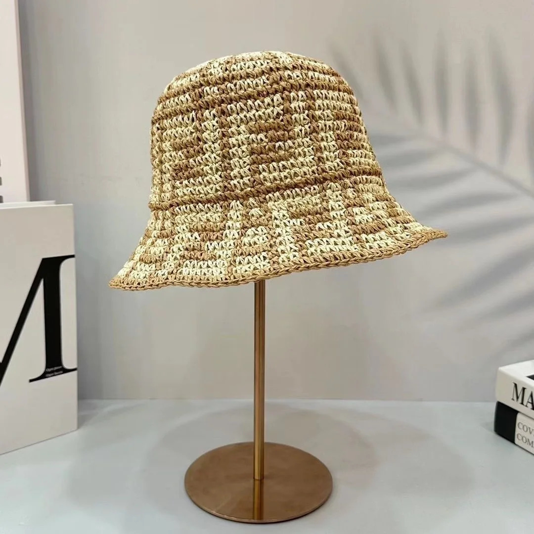 Summer Straw Sun Hats for Women Showing Face Small Bucket Hat Large Brim Sunshade and Sunscreen Seaside Beach Cap 240603bj