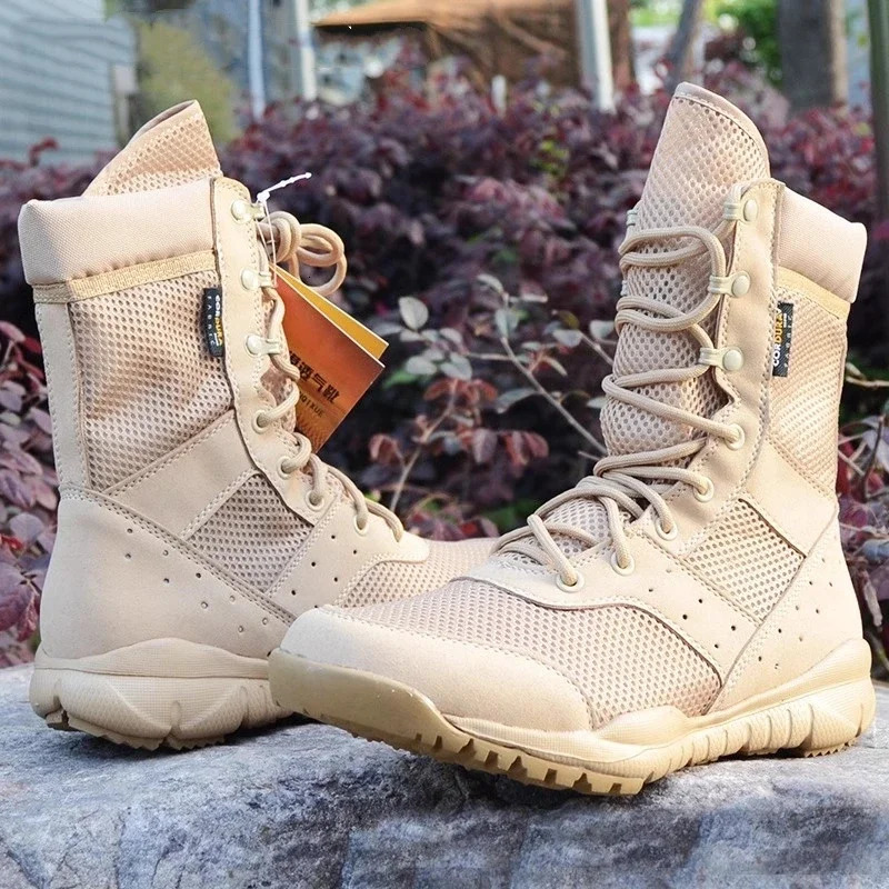 Summer Combat Training Boots Work Shoes Lightweight Mesh Breathable Military Tactical Boots 34-49 Plus Size Outdoor Hiking Boots 240605