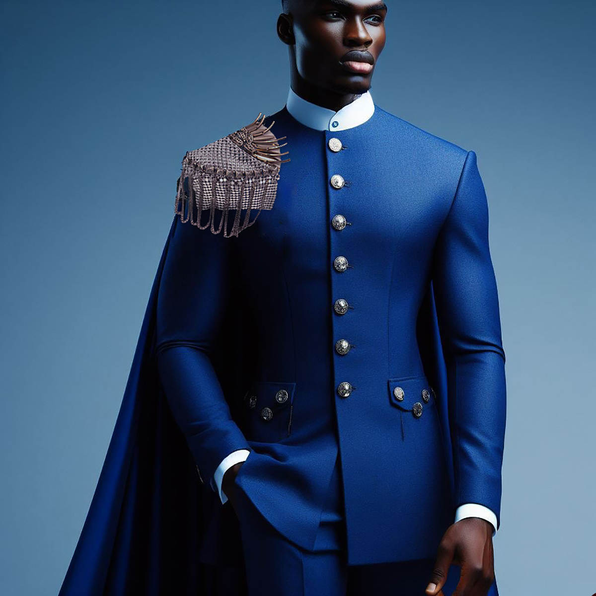 Men's Jacket Stand Collar Knight Blazer Single Breasted Crystal Rhinestone Tassel Windbreaker Prom Party Masquerade Birthday Custome 2 Piece Set+