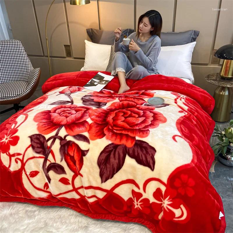 Blankets Winter Double Layers Thick Raschel Blanket Soft Warm Heavy Fluffy Throw 150x200cm Thicken Fleece Quilts Bed