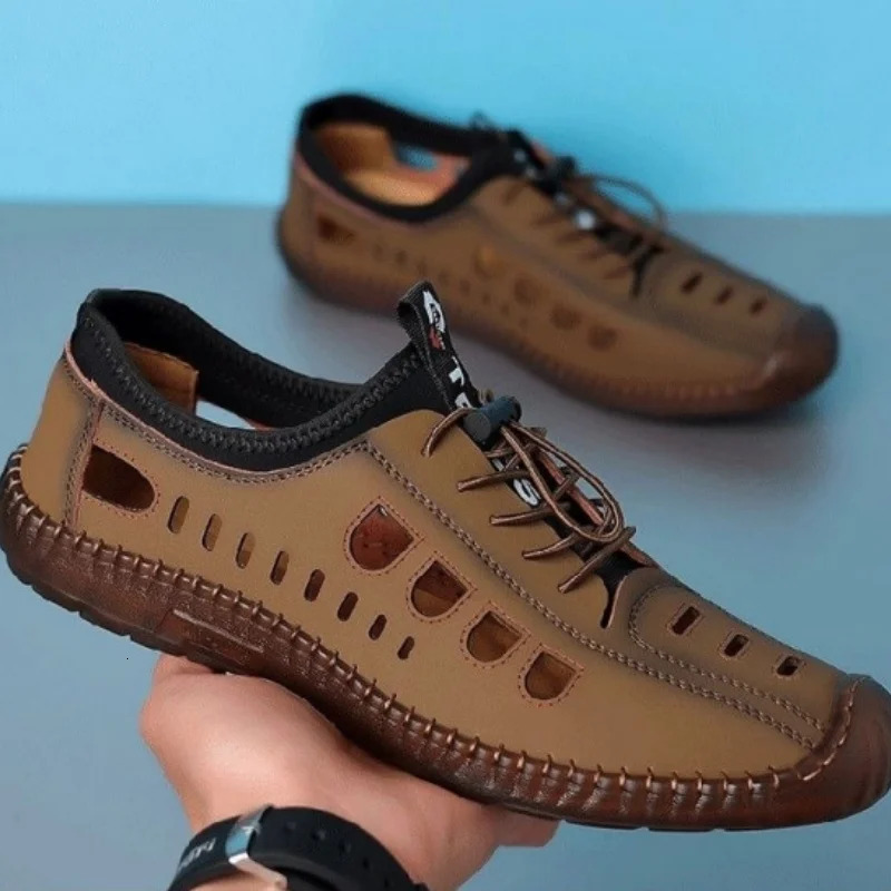 Mens sandals casual mens non slip breathable soft soles casual sports beach shoes trendy 240605