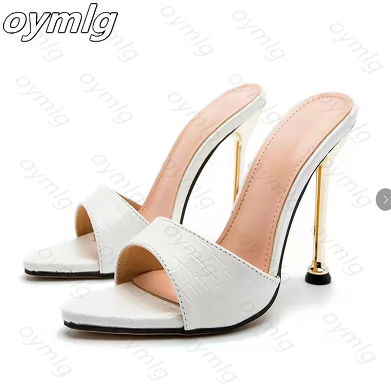 Summer women sandals snake print Strappy Mules high heels Slippers Sandals flip flops Pointed toe Slides Party shoes Woman 240605