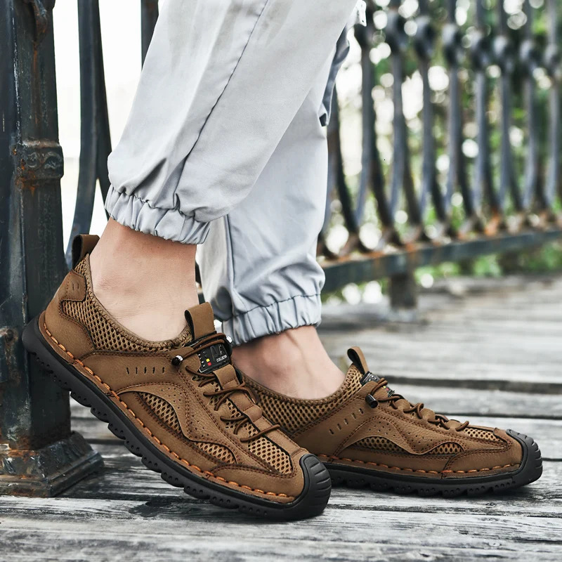 Mens summer casual shoes fashionable and breathable walking shoes thick soled boat shoes soft flat soled mens shoes outdoor anti slip mens shoes 24060