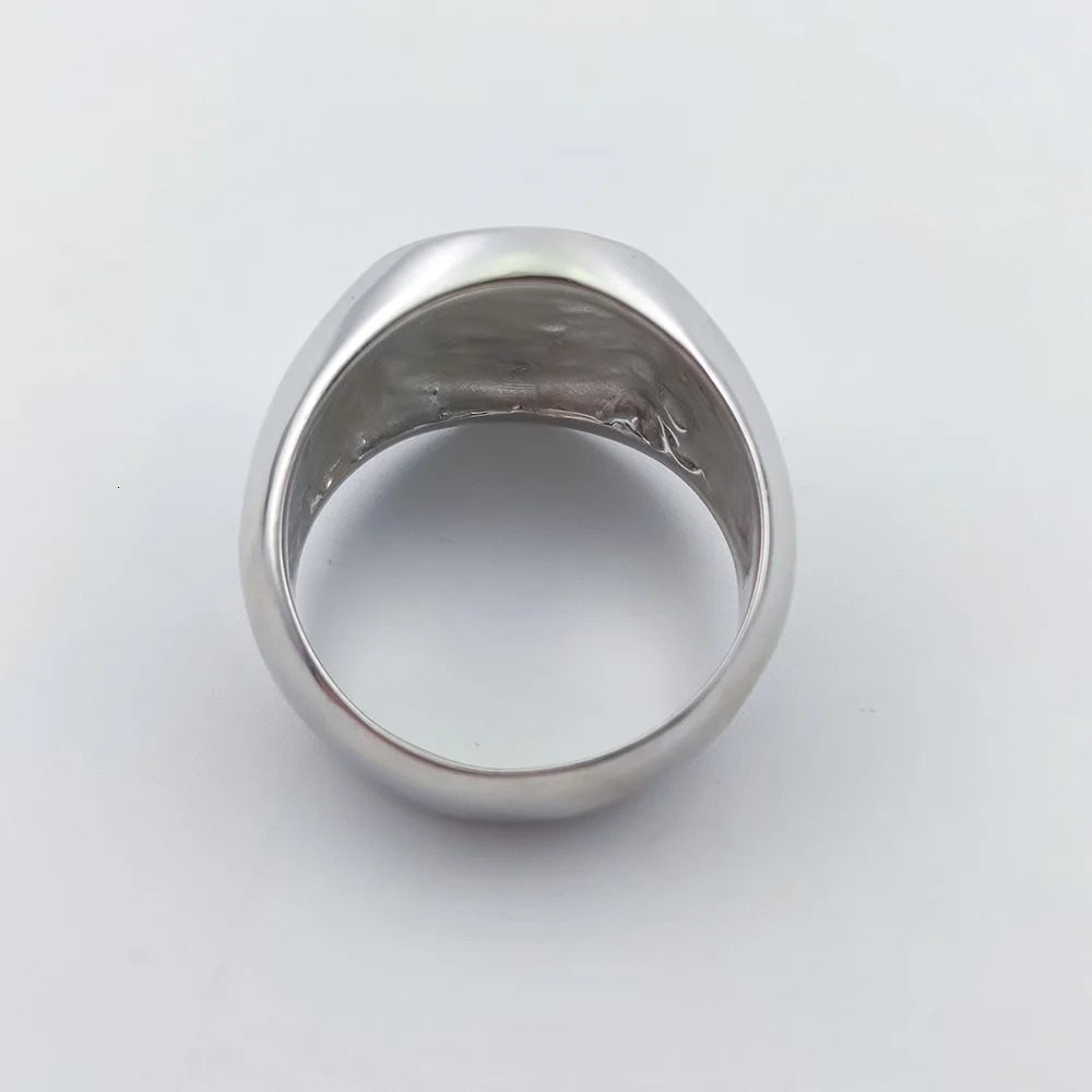 Custom 925 Solid Silver Men Letter Engrave Ring Personalized 15mm Chunky Signet Ring 3D engraved Royal Initial Letter Ring 240530