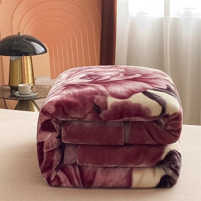 Blankets Winter Double Layers Thick Raschel Blanket Soft Warm Heavy Fluffy Throw 150x200cm Thicken Fleece Quilts Bed