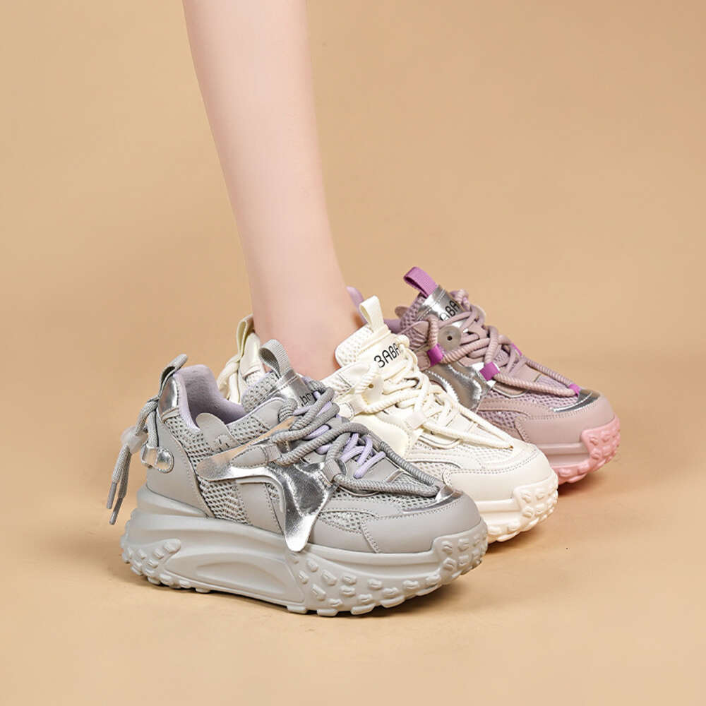 Ddmysports Cm Air Mesh Genuine Leather Platform Wedge Breathable Spring Chunky Sneaker Casual Ollow Igh Brand Flats Summer Comfy Shoes OUTDOOR