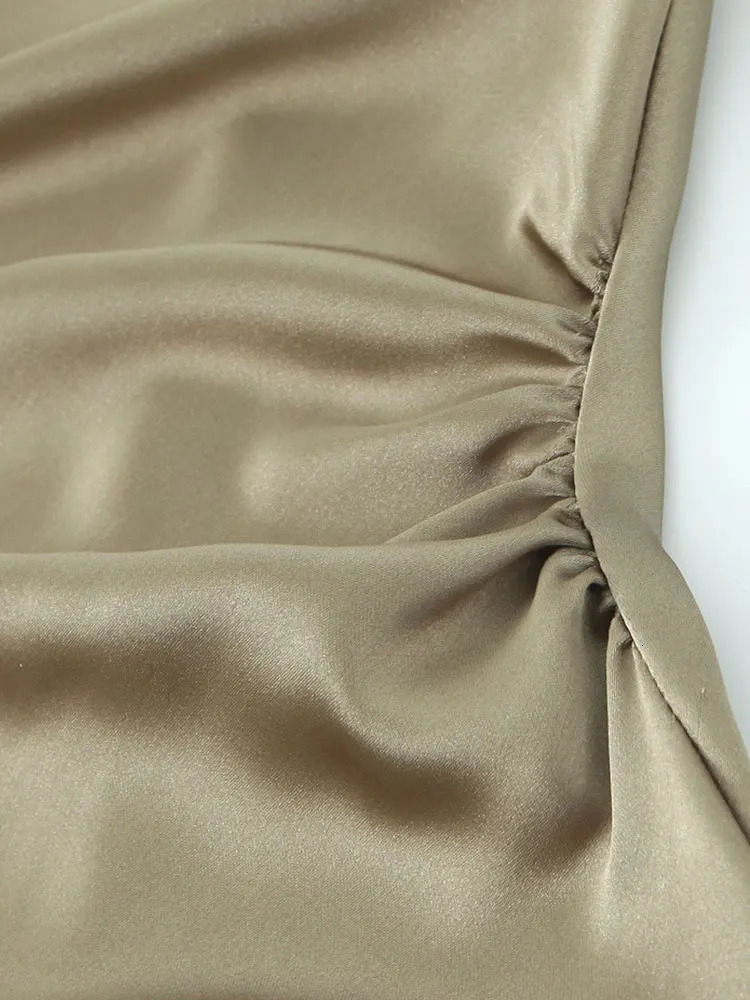 TRAF Midi Dresses for Women Satin Slip Long Dress Woman Sexy Halter Evening Party Female Dress Summer Evening Dresses 240529