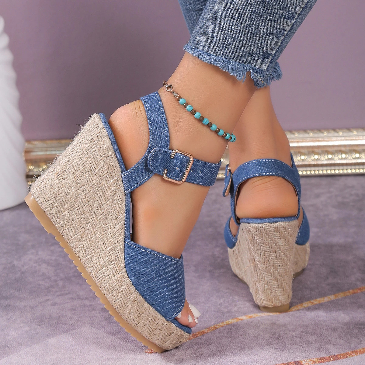 Espadrilles Wedge Womens Sandals Summer 2024 Womens Comfortable Casual Shoes Party Sandals Zapatillas Mujer Verano 240605