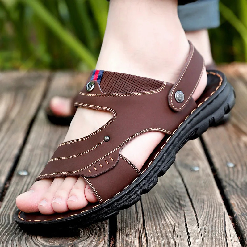 selling mens sandals non slip leather sandals soft and smooth flat bottomed mens casual sandals MSA581 240605