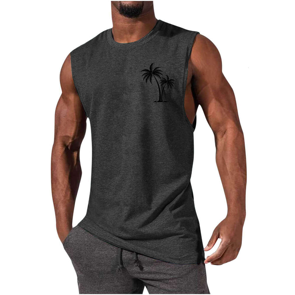 Plus Size 3xl 4XL Mens t-shirt Designer Tank Top Muscle Man Sports and Casual Vest Tops CoconutTree Printed Summer Mens sleeveless tee shirts