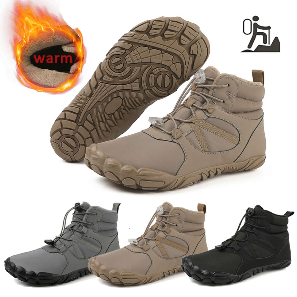 Winter Trekking Warm Fur Lined Snow Barefoot Outdoor Water Resistant Ankle Booties Men Women Hiking Boots